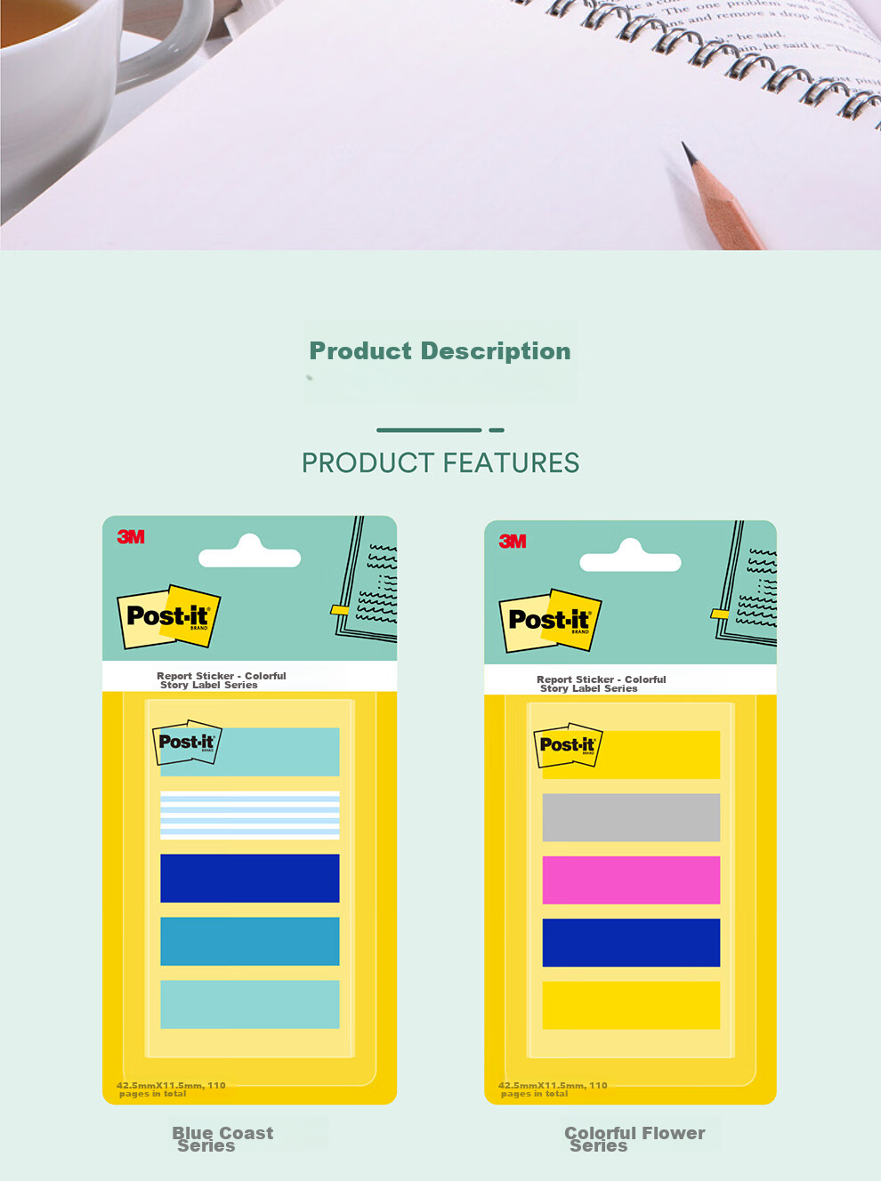 3M Sticky Notes, Memo Pads/Note Paper/Notepad, Office Supplies, School Stationery, Colorful Flowers, 5-Color Sticky Notes with Pull-Out Labels, 688MC-3 11