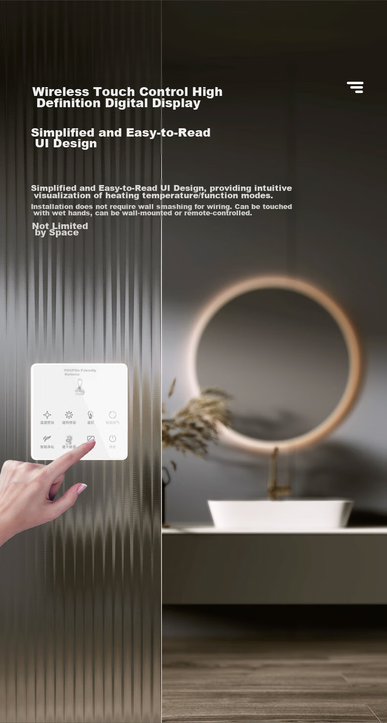 YOUPON Bathroom Heater with Frameless Lighting And Exhaust Fan, Wireless Touch Control Night Light Mode DZ026 10