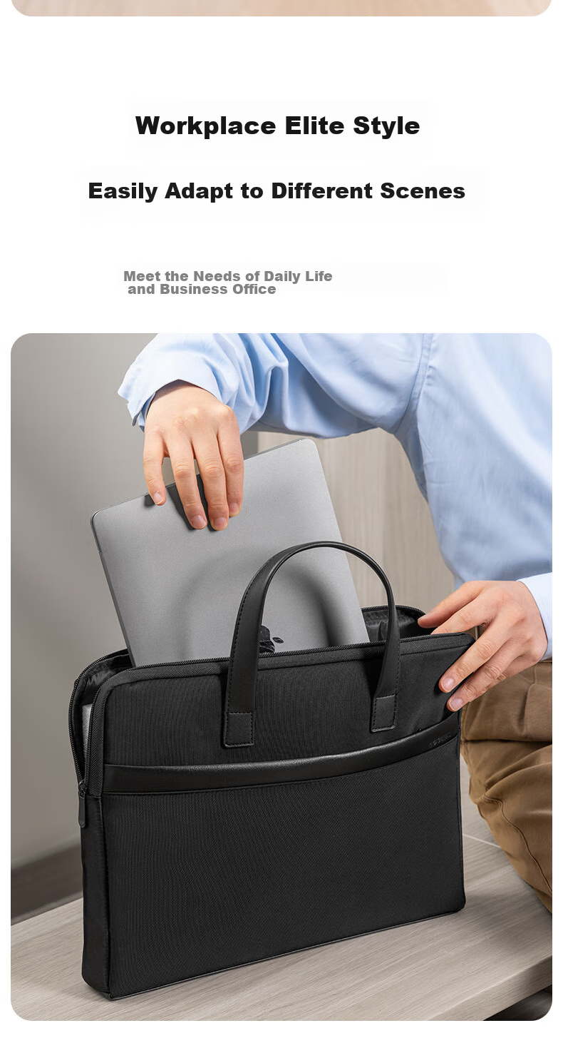 Deli [Super Popular] Briefcase, Business Casual Handbag for Men And Women, Professional Document Bag/Polyester Tote Bag/Document Case/Laptop Bag, Black 5