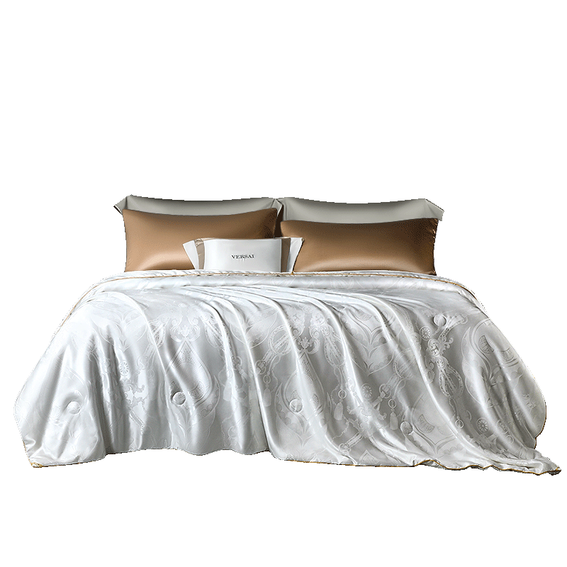 FUANNA Silk Comforter, 100% Mulberry Silk, Double-Size Summer Cooling Quilt, Double Bed Air Conditioning Quilt, Thin Summer Quilt, 3 Jin (1.5 Kg), 203x229cm