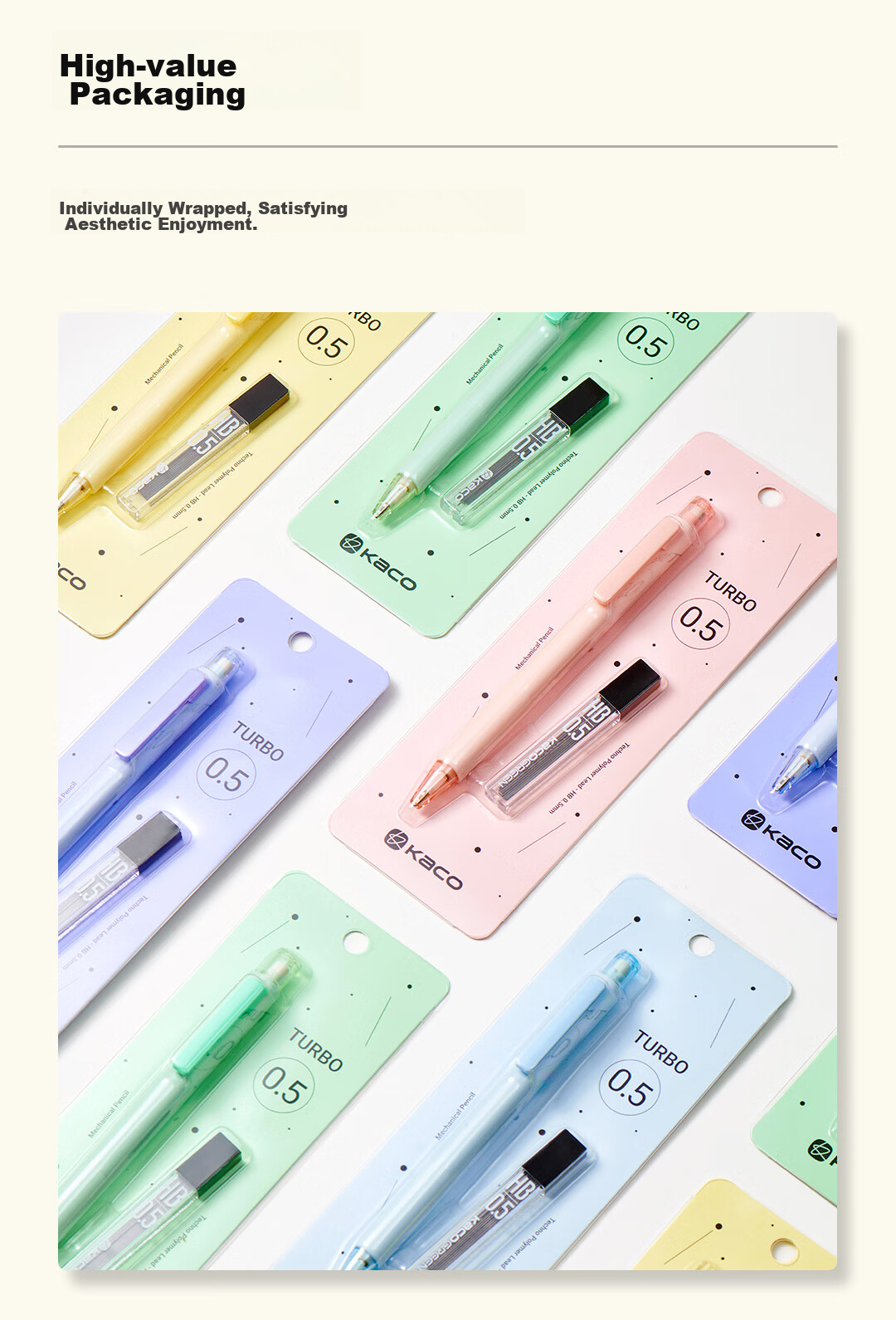 [Back to School Essential] KACO Deruobao Mechanical Pencil for Students' Drawing And Activities, Lavender Purple, 0.5mm HB, with Card Holder (1 Pencil + 1 Box of Lead Refills) 8