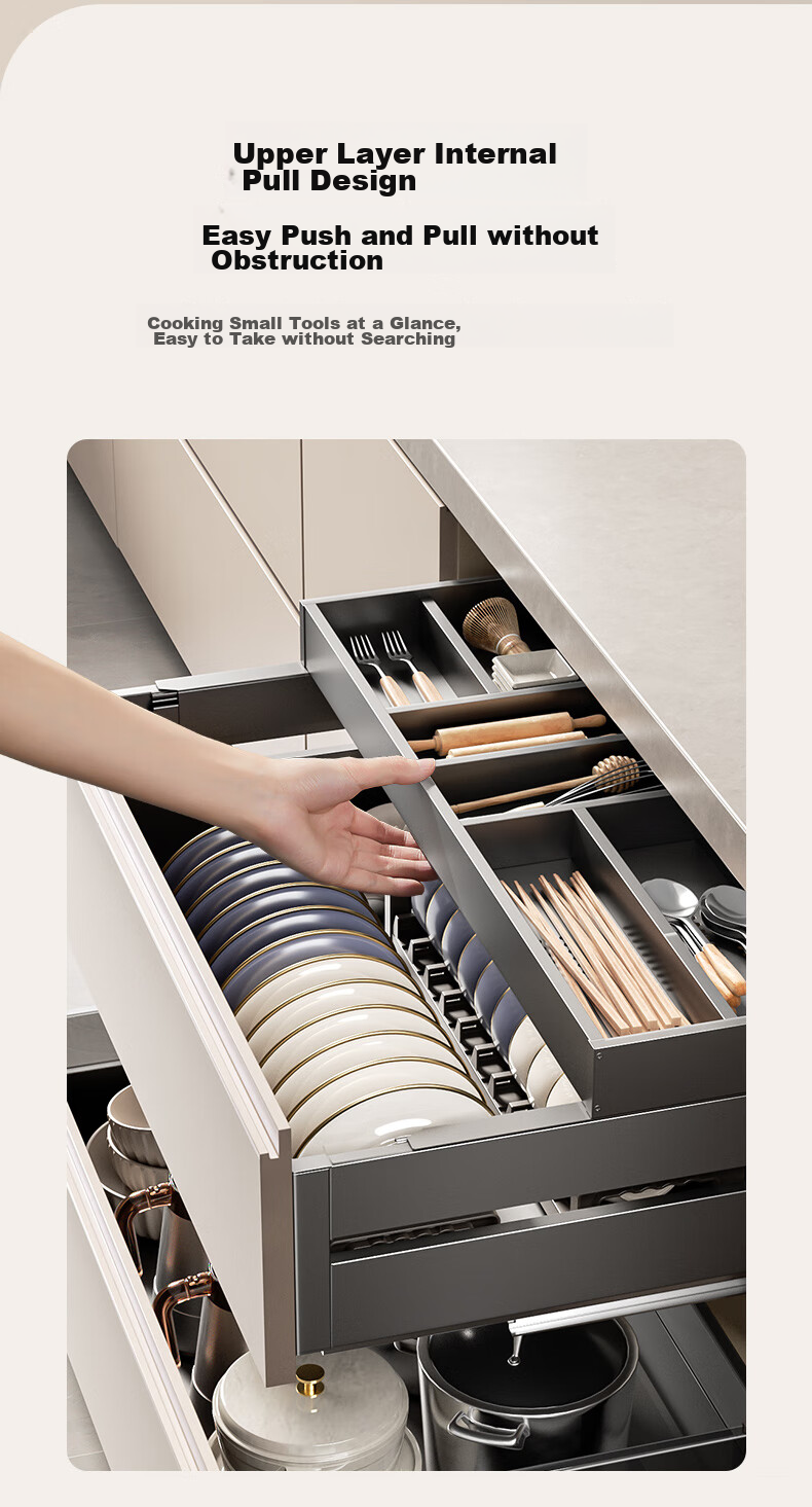 Cobbe Kitchen Pull-Out Basket, Upper And Lower Drawer Series, Three-Tier Space Aluminum Seasoning Bowl Rack Storage Shelf C01H244 Gun Gray 11