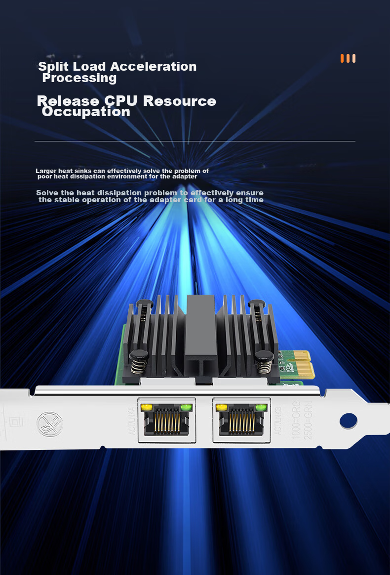 EB-LINK Intel I226 Chip PCIE to Dual 2.5G Server Network Card, 2500M Gigabit Dual-Port Network, Industrial Camera Image Acquisition Machine Visio 5