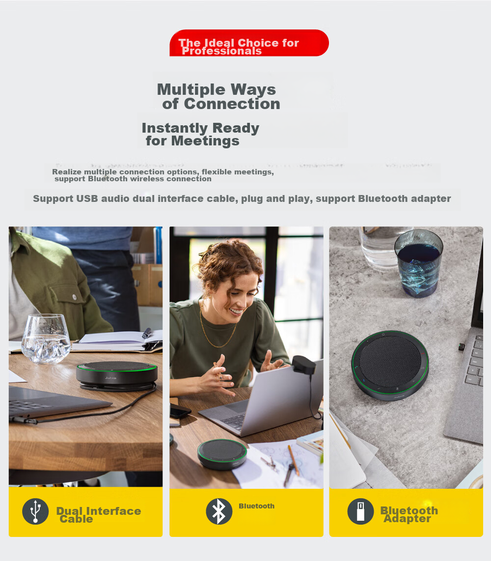 Jabra Video Conference Wireless Bluetooth Omnidirectional Microphone Speaker with Noise Reduction, 360-Degree Amplification And Sound Pickup, Speak2 75 MS (Suitable for Small Meetings) 4