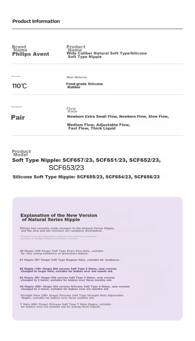 AVENT Philips AVENT Wide-Neck Natural Soft Nipple for Newborns And Infants, 3-6 Months, Imported Pair 27