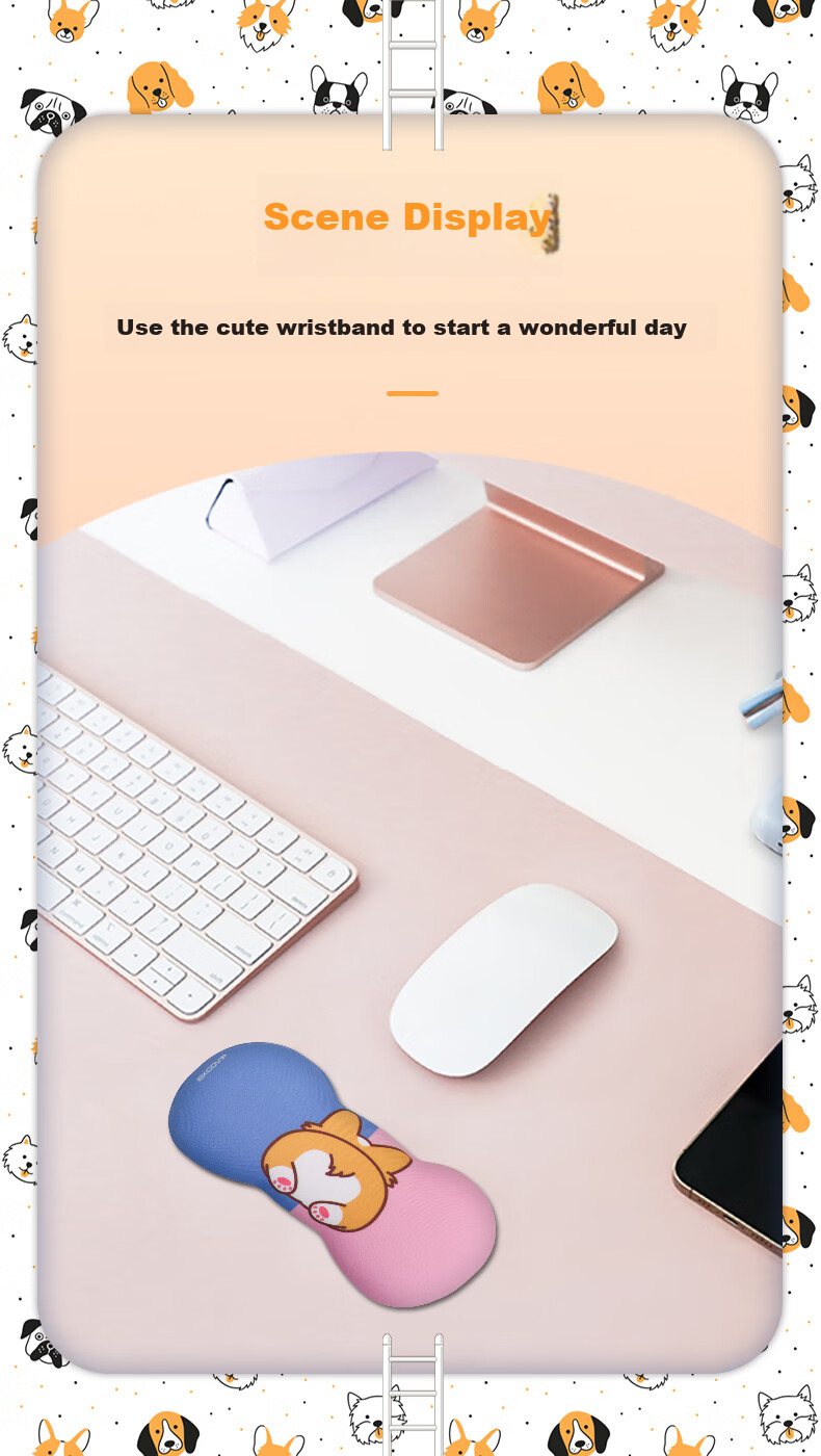 EXCO Corgi Mouse Hand Rest Wrist Pad Silicone Large Wrist Support Cute Cartoon Mouse Pad Wrist Guard Laptop Keyboard Gaming Hand Pad Wrist Rest 8788 12