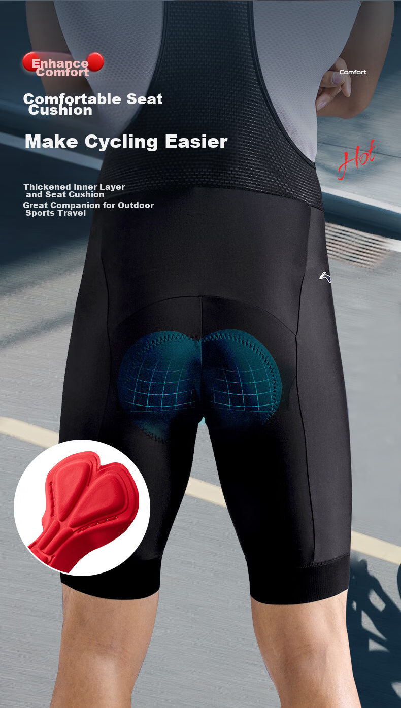 Li-Ning Bicycle Bib Shorts for Men And Women, Summer Quick-Dry Breathable Road Bike Mountain Bike Cycling Shorts with Shock-Absorbing Underwear Equipment 8