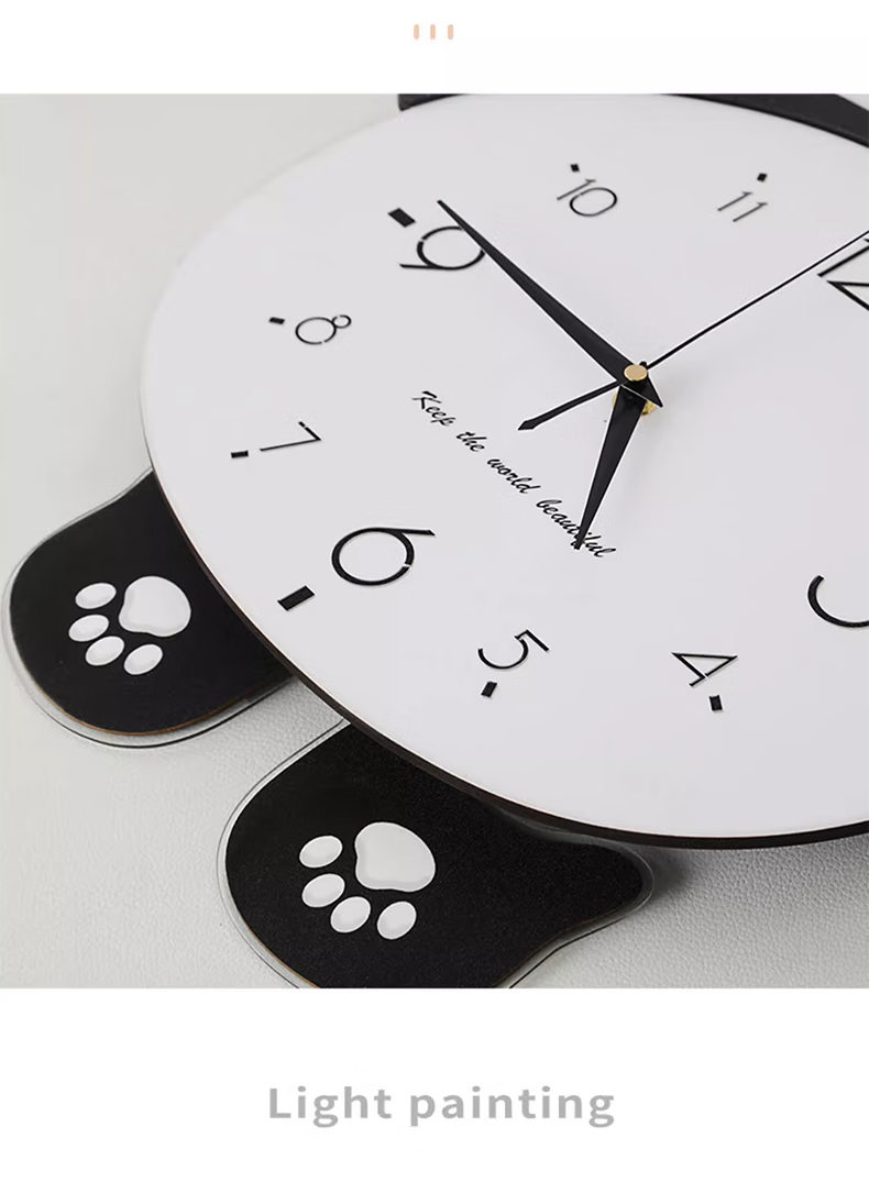 Mao Jiu Jiang Panda Clock Wall Clock Living Room Dining Room Home 2025 New Internet Celebrity Creative Clock Simple and Elegant Wall Lamp 1
