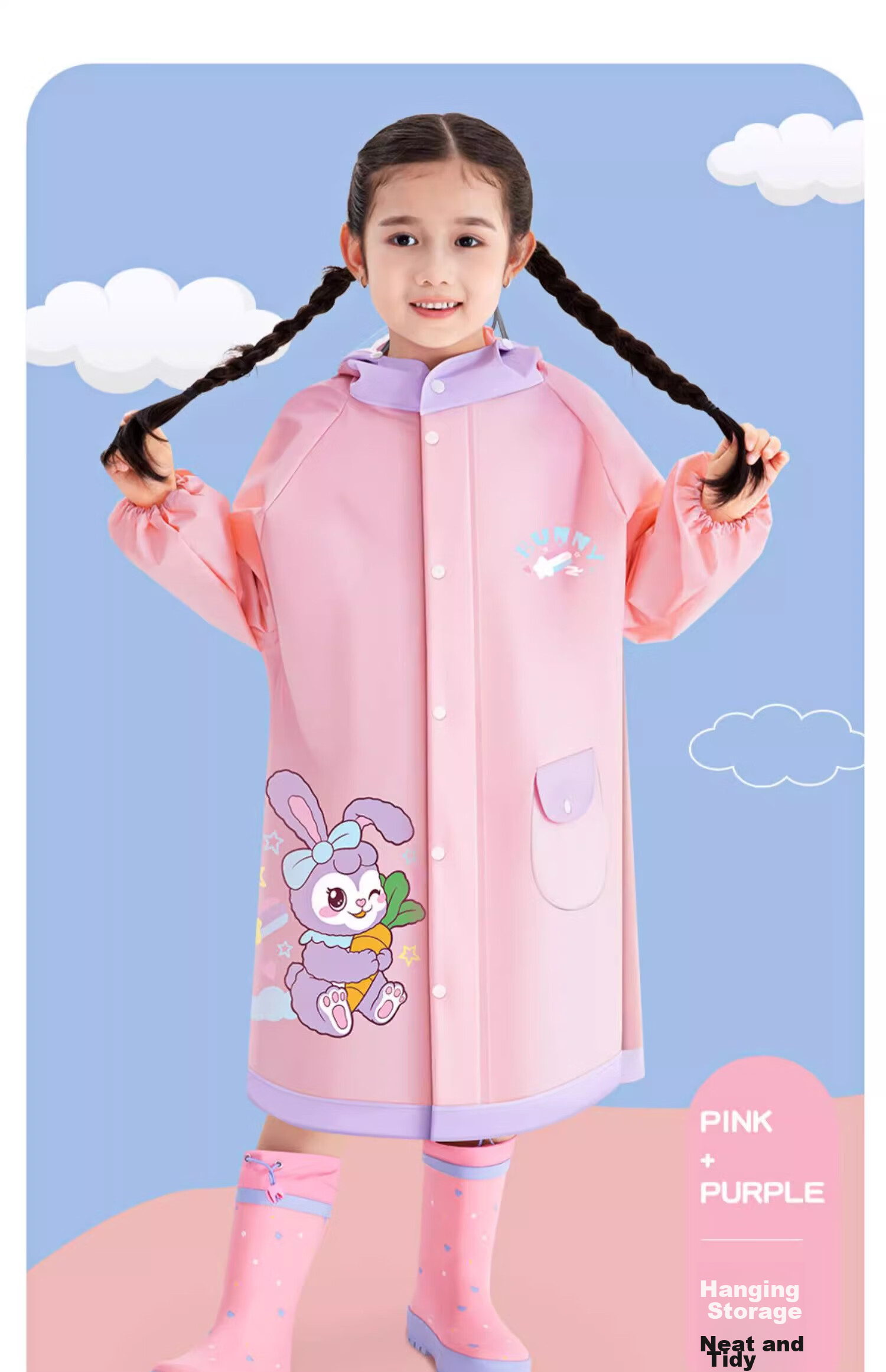 KEYRU Children's Raincoat And Poncho for Boys And Girls, School-Specific, for Kindergarten And Elementary Students, Full-Body Protection against Heavy Rain, Integrated Design with Backpack Space 23