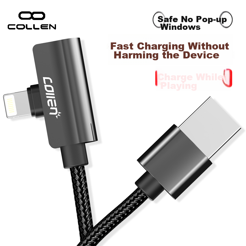 collen 苹果弯头数据线听歌充电二合一音频转换头  抖音吃鸡神器苹果数据线适用于iPhone7/7P/8/8P/x  星空黑