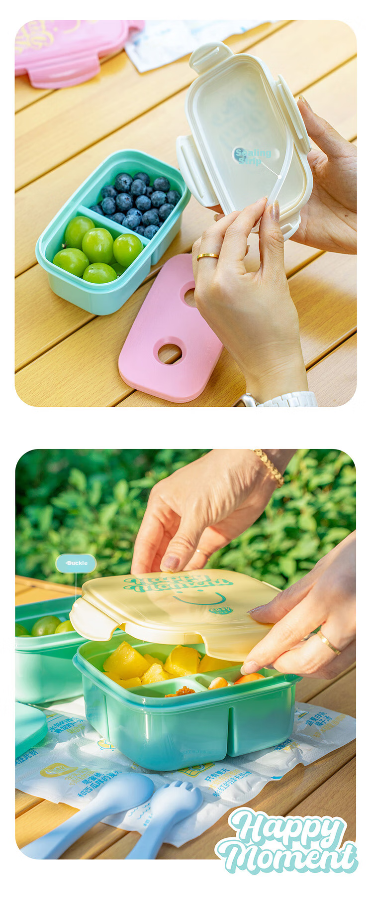 Easy Your Home Fruit Box with 2 Compartments, Food-Grade Insulated Lunch Box for Camping And Picnics, Small Lunch Container for Elementary Students 9