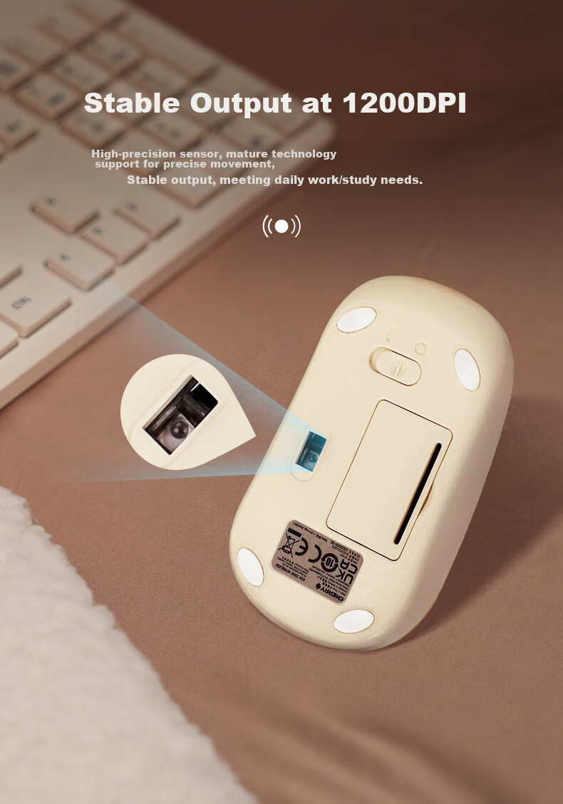 CHERRY DW2300 Wireless Keyboard And Mouse Combo Set, Business Office Home Laptop External Full-Size Quiet Portable Ergonomic Keyboard And Mouse, Vintage White 10