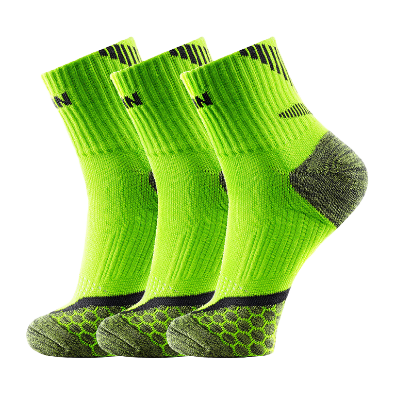 Taan Badminton Socks, Sports Socks, Thickened Terry Bottom, High Tube Men's Socks, T345 Fluorescent Yellow And Black, 3 Pairs Per Pack