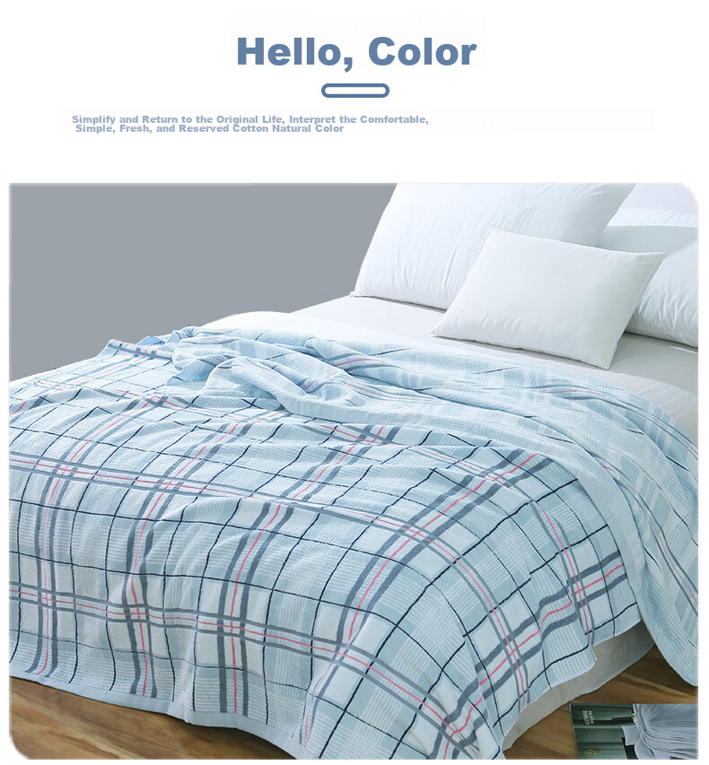 KING SHORE Pure Cotton Honeycomb Towel Blanket, Washable Quilt, Air Conditioning Blanket, Multifunctional Nap Cover, Class A Fleece Blanket, One Piece 4