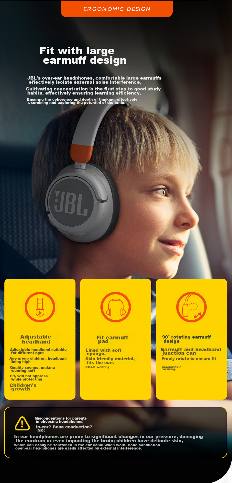 JBL JR460NC Over-Ear Noise-Cancelling Bluetooth Headphones for Kids, Essential Immersive Learning English Online Classes for Students, Airplane And High-Speed Rail Travel, Mid-Autumn Festival Gift, Cherry Blossom Purple 5