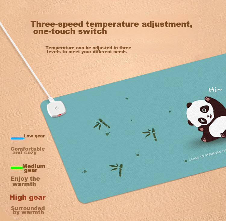 DAREU 800*330*1.8mm Panda Fast Heating Mouse Pad, Large Intelligent Heating Computer Keyboard Warming Pad, Desk Mat, Blue And Green Color, Wuxing Chujiie 6