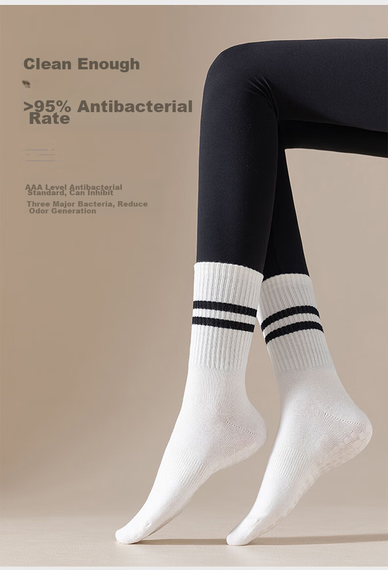 XUEXIMAN Yoga Socks for Women, Mid-Calf Cotton Socks, Spring And Autumn Season, Pilates Fitness Dance Professional Non-Slip Short Sports Floor Socks 15