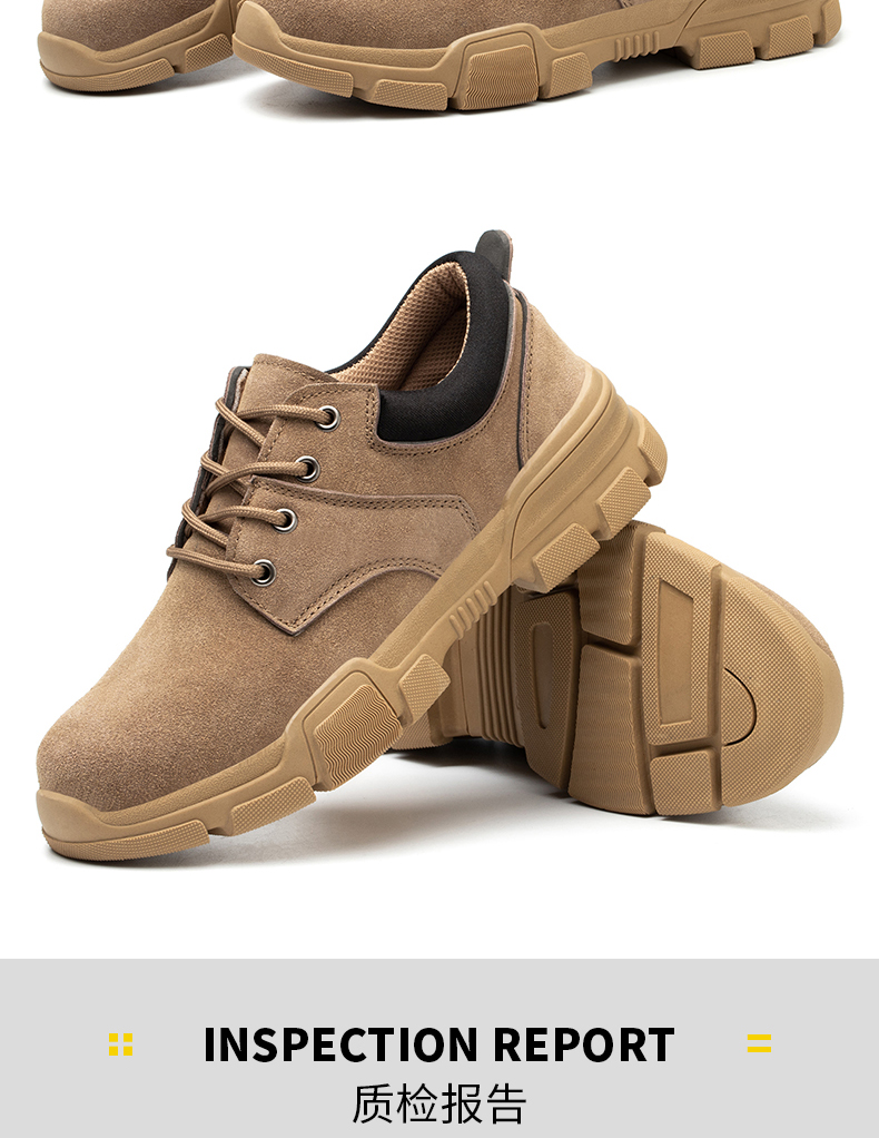 FUCHENG Safety Shoes for Men, Breathable Steel Toe Cap, Anti-Smashing, Anti-Puncture, Wear-Resistant Cowhide, Comfortable Work Protective Safety Shoes 267 Size 37 10