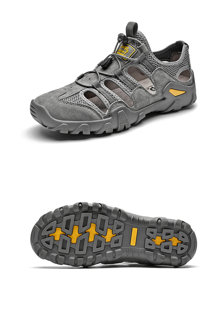 Jeep Sandals for Men, Outdoor Breathable Beach Shoes, Men's Closed-Toe Water Shoes, Non-Slip Wear-Resistant Hiking Shoes for Stream Trekking 25