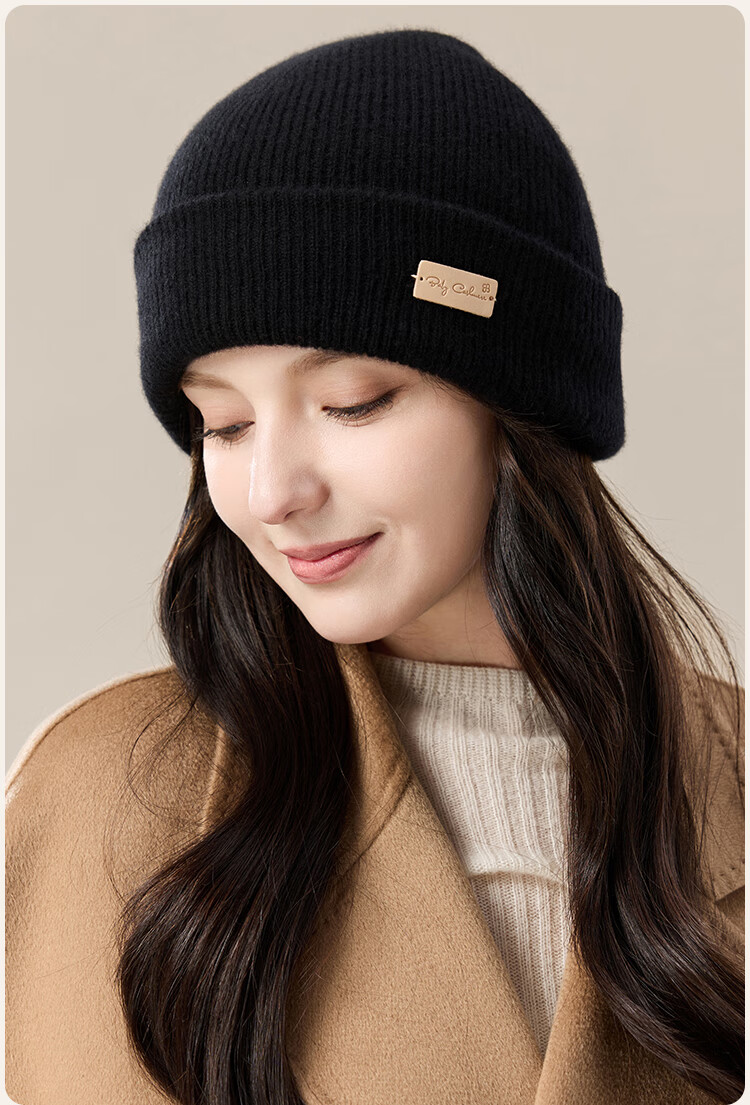 JIUMU 100% Cashmere Warm Knit Hat, Autumn And Winter Knitted Cap, Cold Hat, Winter Hat, Outdoor Ear Protection Cold Cap for Wome 17