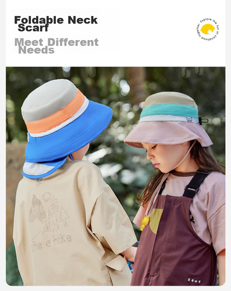 Lemonkid Children's Sun Protection Hat for Boys And Girls, Summer Sun Hat, Fisherman Hat, Shawl Bucket Hat, Grape Milkshake Color, Size 50 16