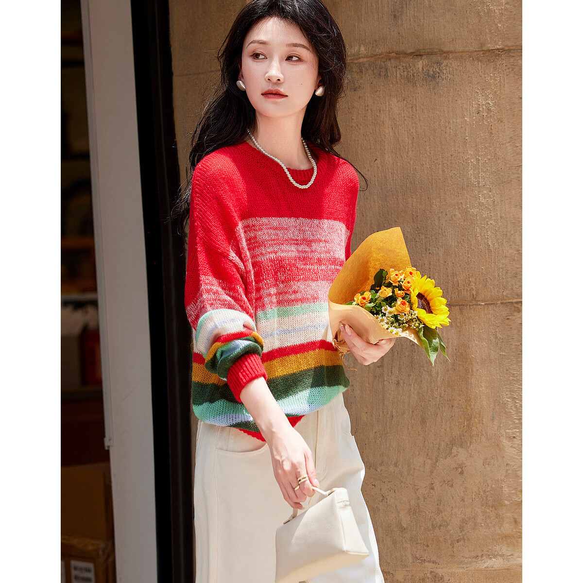 DME "Dindar Art Gradient" Spring and Autumn Light Luxury Merino Wool Sweater Hidden Meat Petite Knitted Top Women's Top