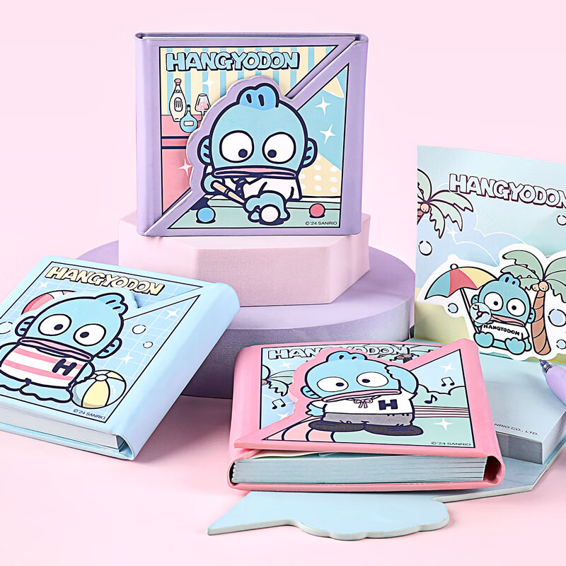 Блокнот GuangBo X Sanrio Square Leather Pocket Notebook, дизайн "Рыбка", 80 листов, 98*98 мм