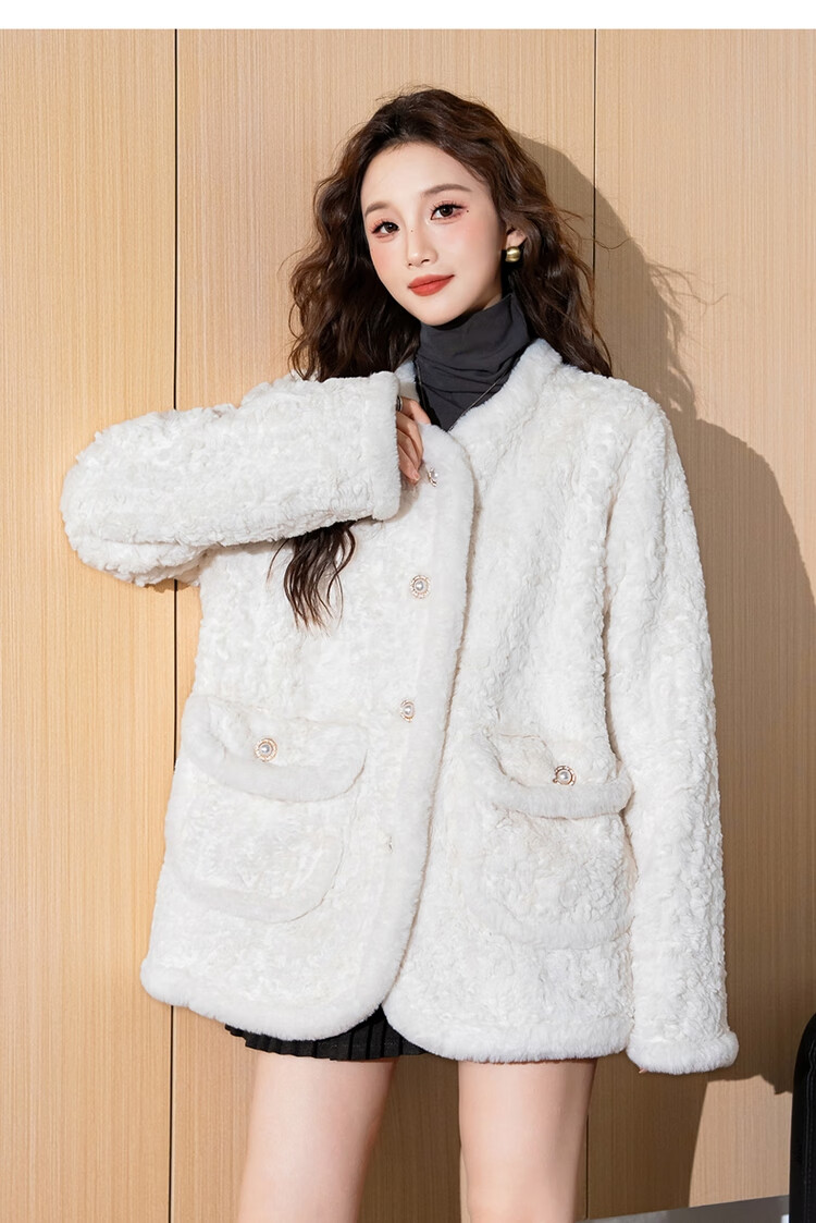 TonLion 2025 Women's Faux Lamb Wool Chic Coat High-End Loose Fit Trendy Plush Thick Jacket 6