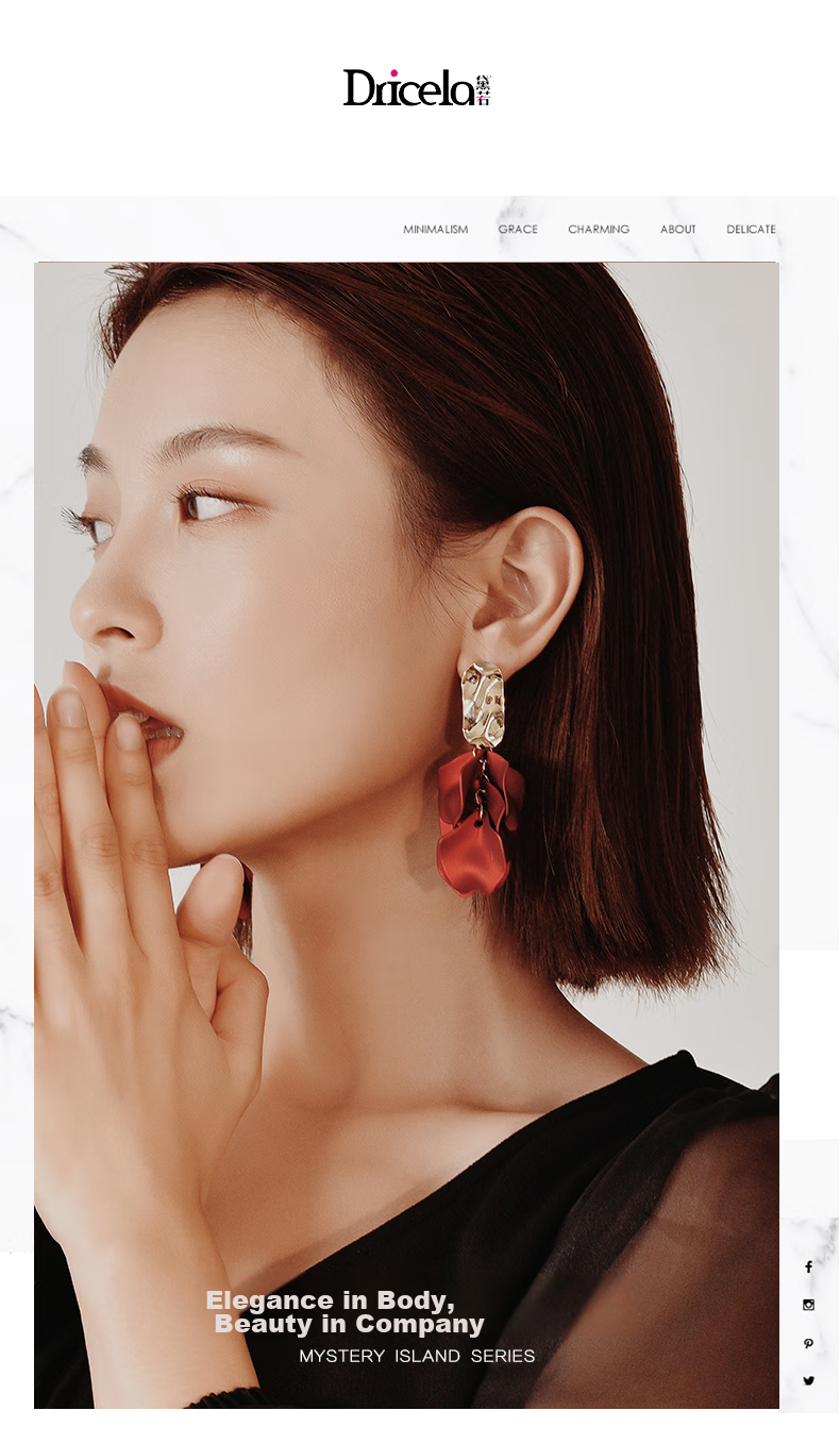 Dairuo Red Earrings without Piercings, Large Earrings for Women, Elegant And Unique, Exaggerated Earrings, High-End Autumn And Winter New Year Festive Accessories 1