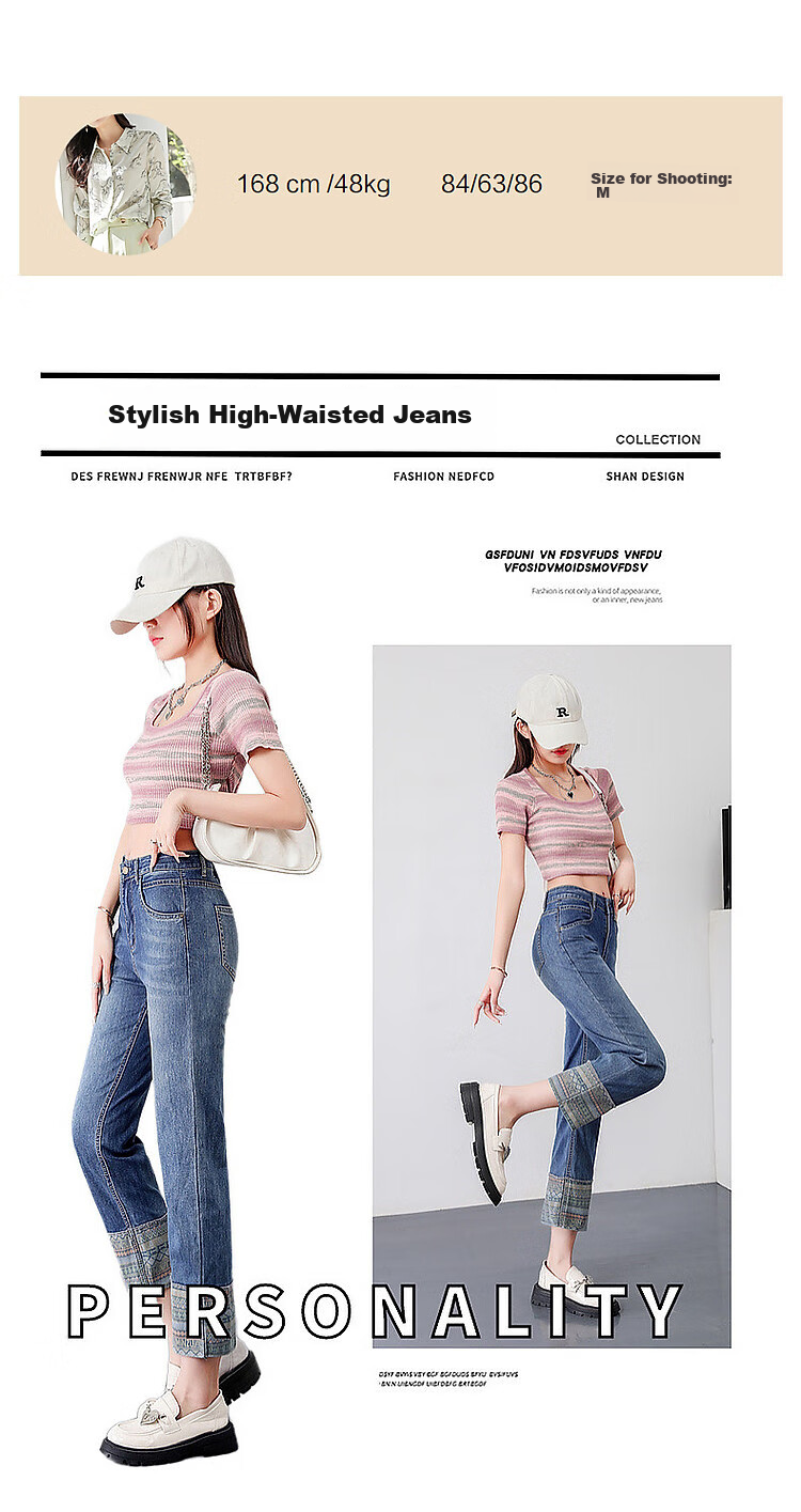 Dme [Light Ethnic Style] Spring And Summer Mid-Rise Straight-Leg Zipper Cropped Pants Women's Trousers Women's Jeans 11