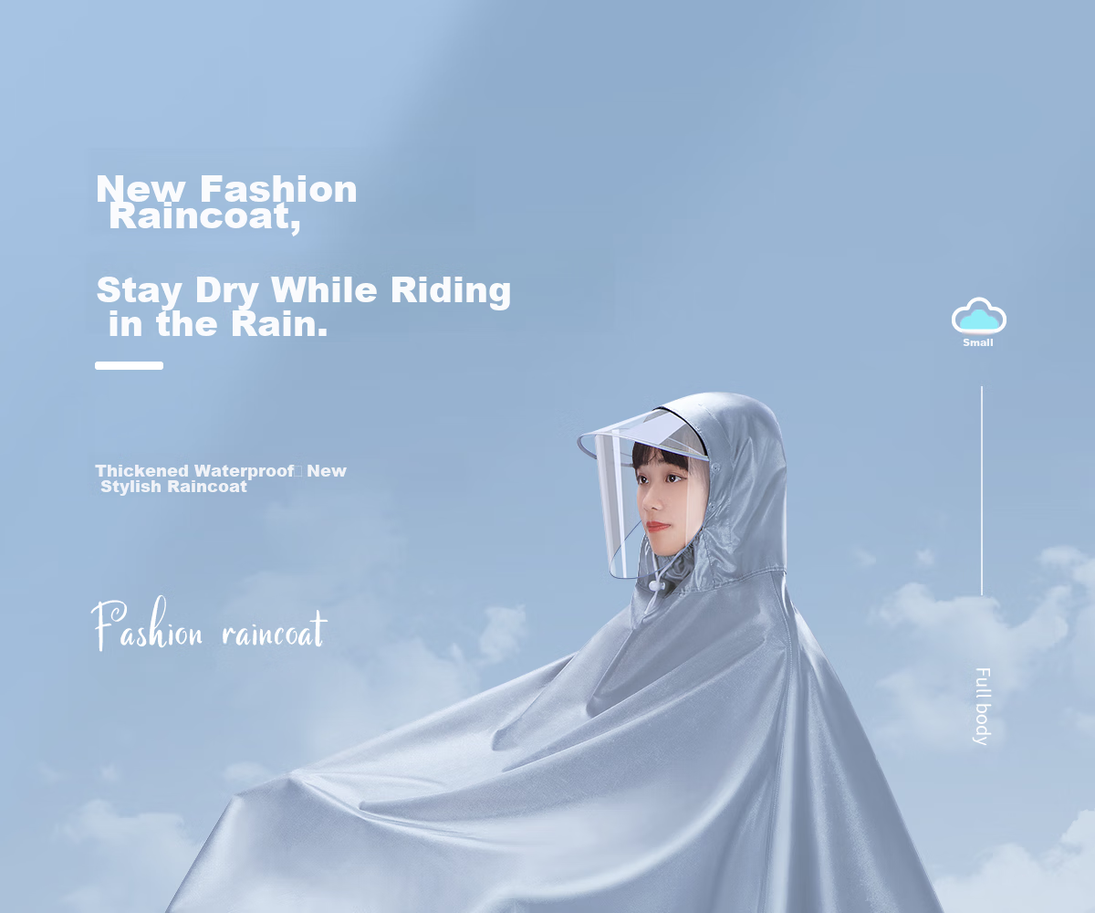 Cheguimu Electric Bicycle Raincoat, Single-Person One-Piece, for Electric Scooters And Bicycles, Riding Rain Poncho, Enlarged And Thickened, Storm-Proof Raincoat 2