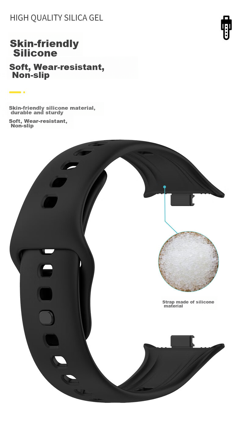 KMaxAI Compatible Silicone Watch Band for Vivo/iQOO WATCH GT, Sports Watch Strap, Fresh Replacement Wristband, Soft Dopamine Smart Bracelet Band, Black 6