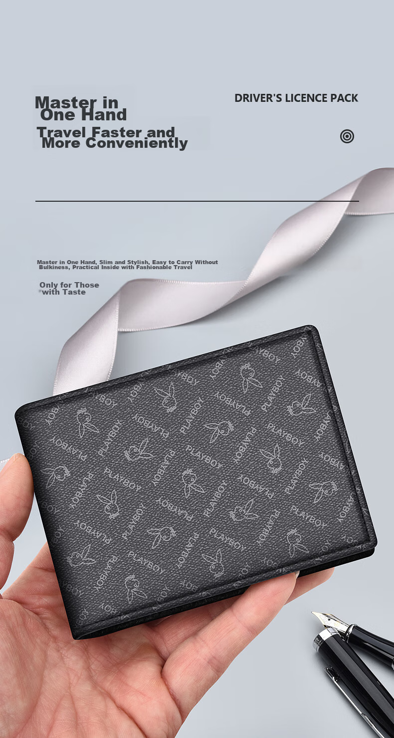 PLAYBOY Driver's License Holder for Men, Large Capacity Multi-Slot Integrated Vehicle Driving Permit Protective Case Card Holder Birthday Gift 4