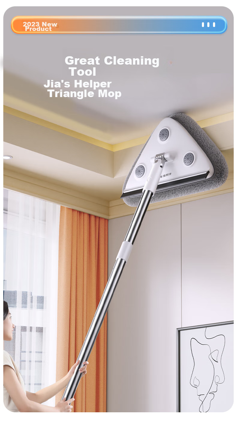 Jiabangshou Triangle Glass Cleaner, 2025 Model, for Home Use, Ceiling Cleaner, Cabinet And Wall Cleaner, Cleaning Tool, All-In *2 Pieces of Cloth 1