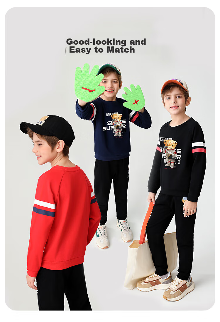 Classic Teddy Children's Sweatshirt, Boys And Girls Round Neck Top, Big Kids Autumn Wear, Red, Size 100 6