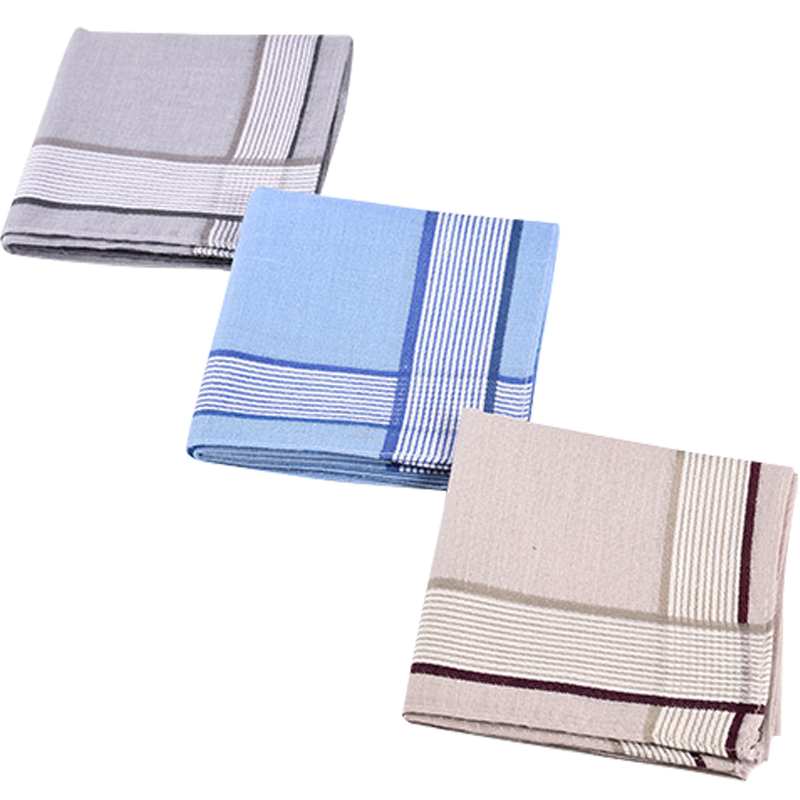 GLO-STORY 3-Pack Cotton Couple's Universal Pocket Handkerchief, Light Classic Style MSP014074