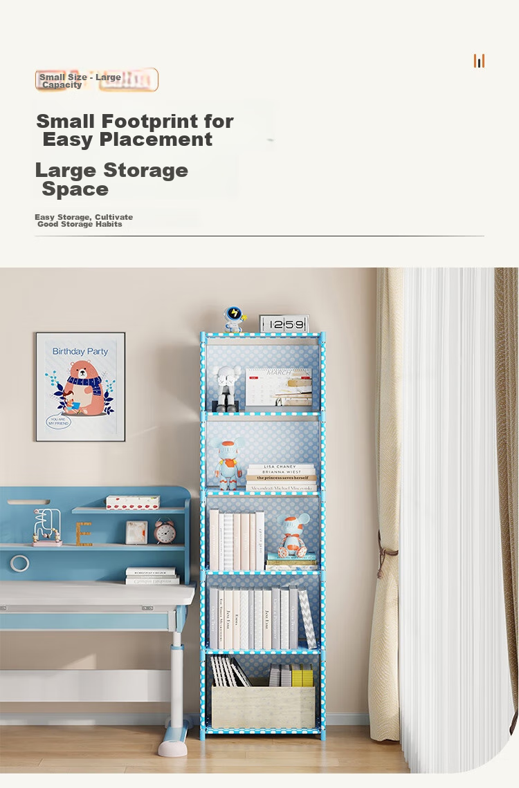 Anerya Simple Bookshelf Floor-Standing Side Table Storage Rack Large Capacity Bookcase with Double Rows of 8 Shelves, Silver Gray Color 7
