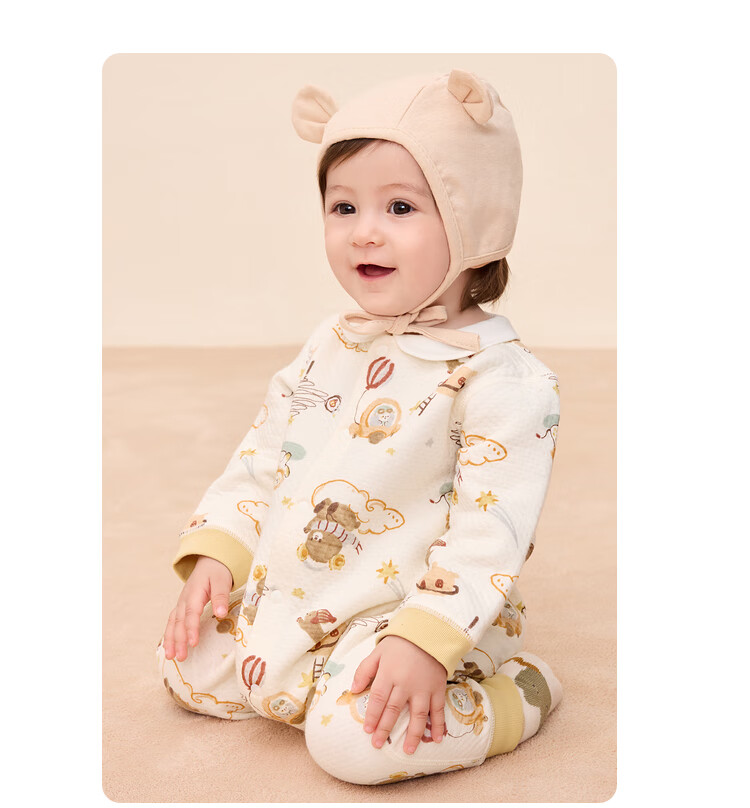 BALABALA Children's Clothing, Baby Romper, Newborn Full Moon Crawling Suit, Padded Thickened Cute Onesie for Boys And Girls 12