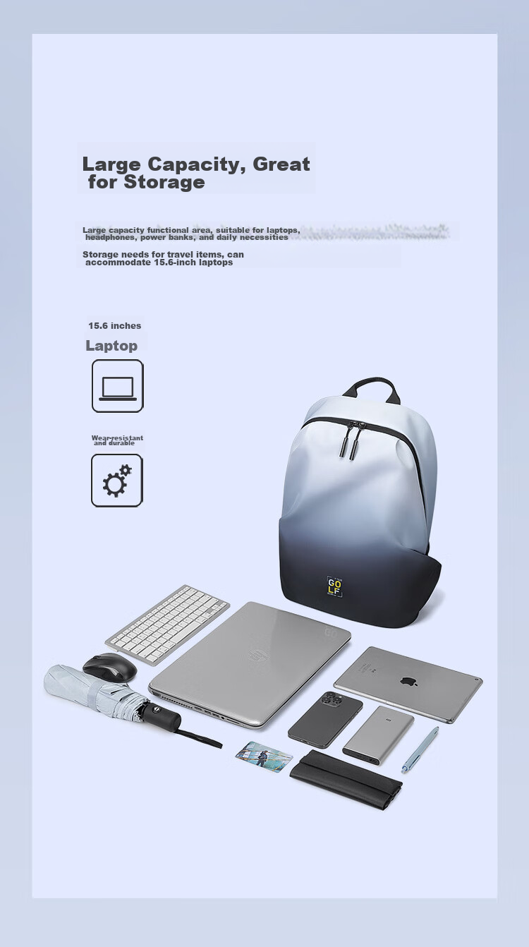 GOLF Backpack for Men, Travel Bag, 15.6/16 Inch Laptop Backpack, Gradient Design, Business Commute Backpack for Students And Professionals 33