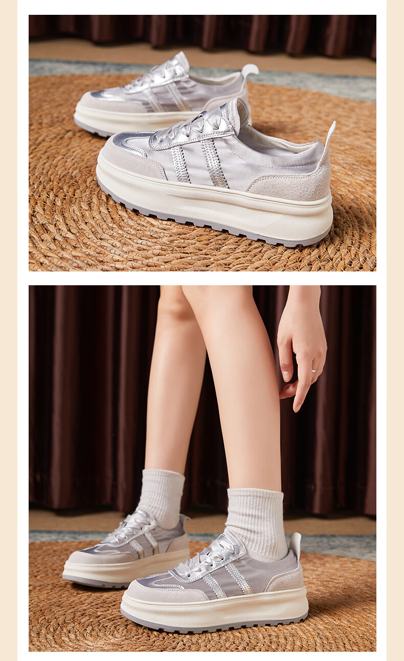 LA CHAPELLE Women's Casual Thick-Soled Sneakers Lightweight Trendy Soft Sole Shoes White 39 11