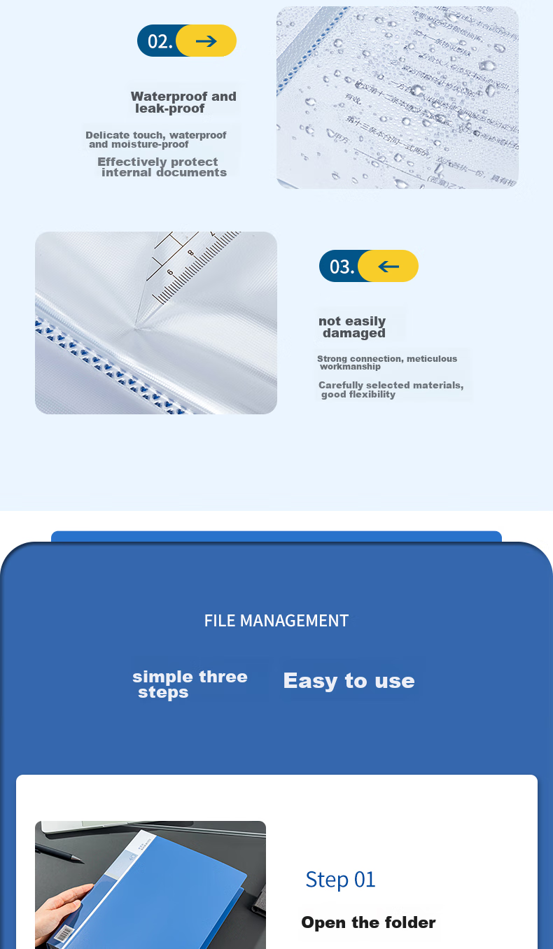 Deli 6 A4/60-Page Document Folders with Pockets, Large Capacity Business File Organizers, Loose-Leaf Storage Folders for Bids, Contracts, And Receipts, Office Supplies 33436 13