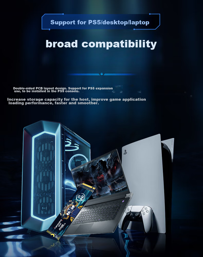 FANXIANG 1TB SSD Solid State Drive M.2 Interface NVMe Protocol PCIe4.0 TLC NAND Independent Cache Computer PS5 Expansion Drive AI Storage Accessory S790MAX 12