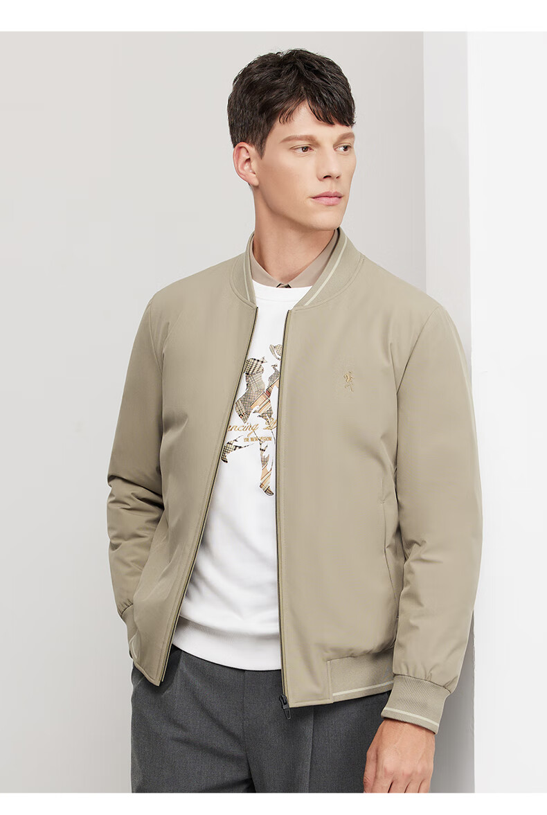DANCING WOLVES [90% Duck Down + Graphene Lining] Windproof Baseball Jacket Casual Men's Outerwear, 001 Black, Size 165 10