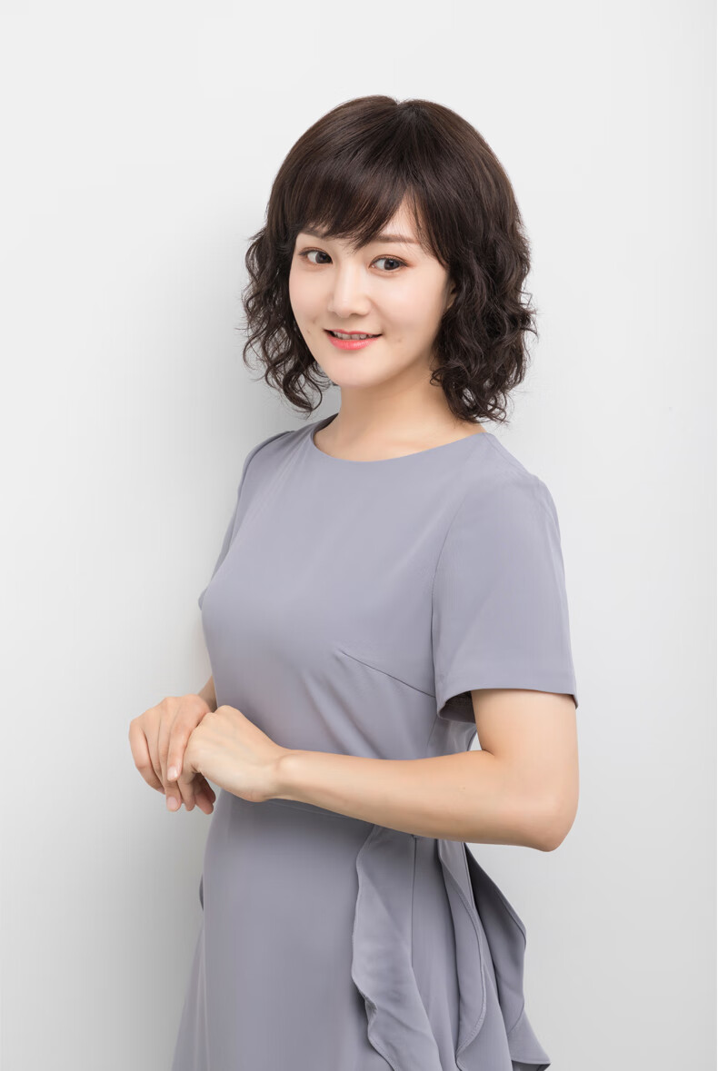 Baisitang Women's Mid-Length Wig Full Head Covering Real Human Hair for Middle-Aged And Elderly, Gift for Mom (Dark Brown) 5