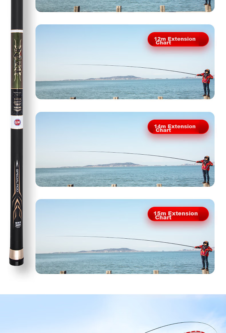 GW Hainian Lake Reservoir Long Rod, 9 Meters Fishing Rod, Ultra-Light And Ultra-Hard Carbon Fiber Platform Fishing Rod, Long Section Groundbait Rod, Hand Rod Fishing Rod 16