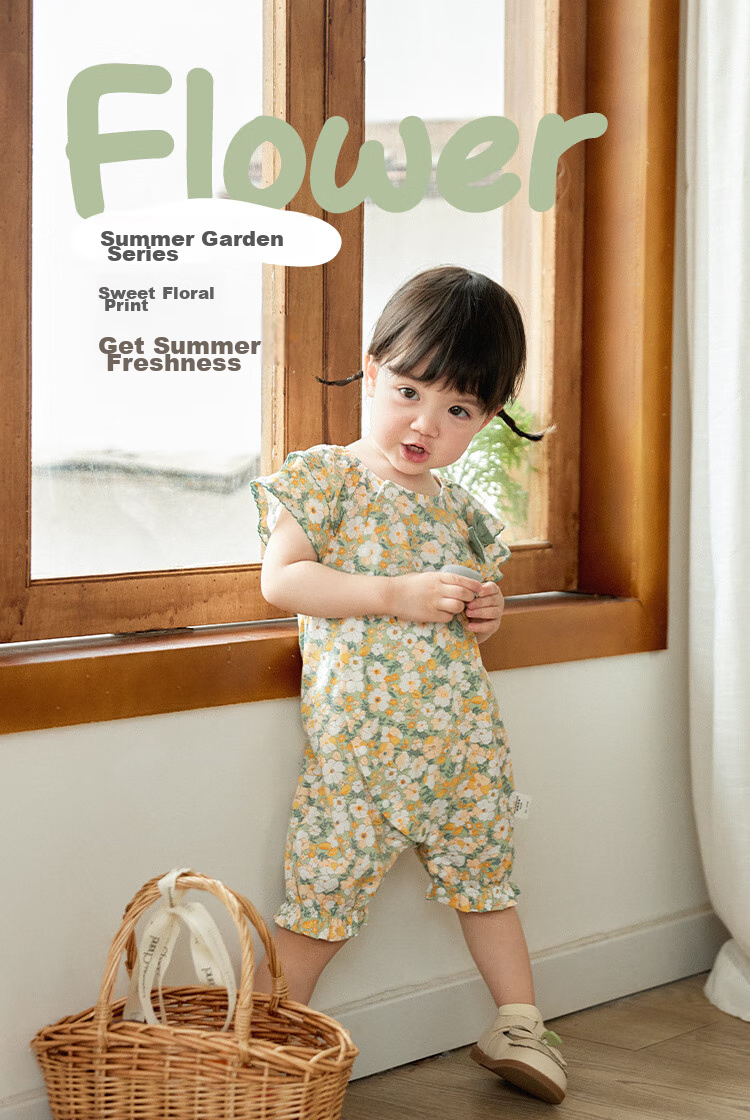 Wismorni Baby Clothes, Summer Thin Style, Girl's Short-Sleeve Bodysuit, Princess Summer Outfit, Full Moon Romper, Crawling Suit 1