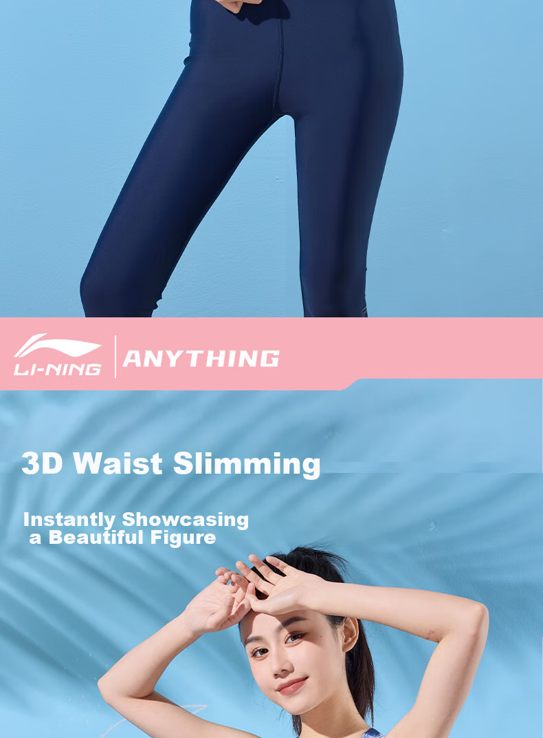 Li-Ning Women's Two-Piece Swimsuit with Long Sleeves And Pants, Conservative Surfing Suit, Beach Sun Protection Hot Spring Swimwear 518, Blue-Gray, L 7