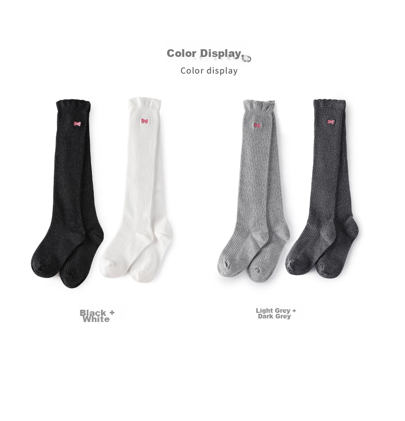 Dishini Children's Knee-High Socks, Girls' Dance Socks with Knee Protection, Mid to High Cotton Socks, Spring And Autumn, DSP3472, Dark And Light Gray, Size 18-20 4