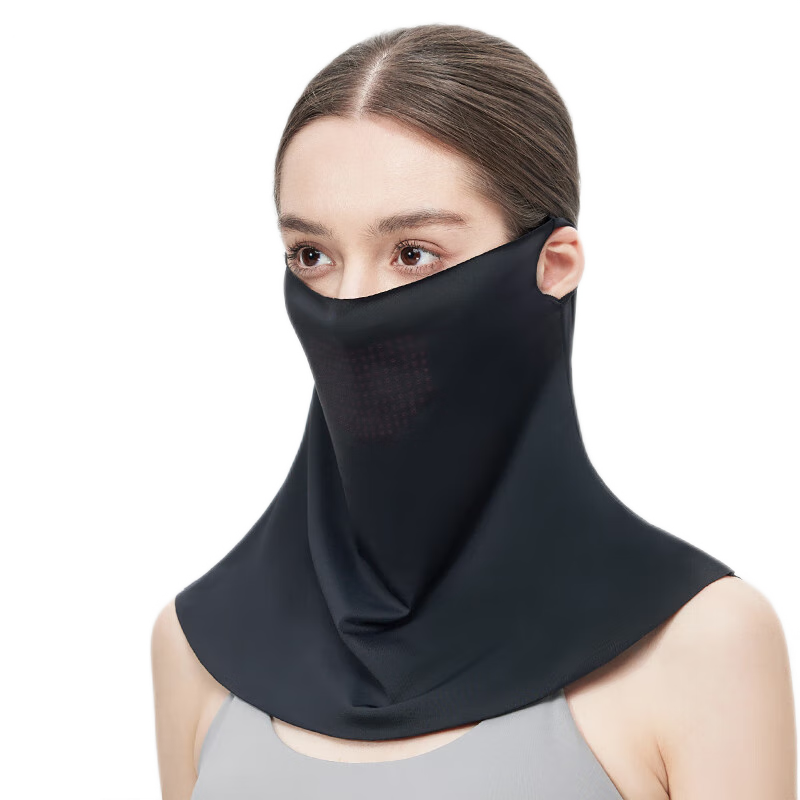 JIUMU Ice Silk Sun Protection Face Mask for Women, Summer UV-Resistant Sunshade Veil, Neck Protection for Driving, Breathable Full Face Mask