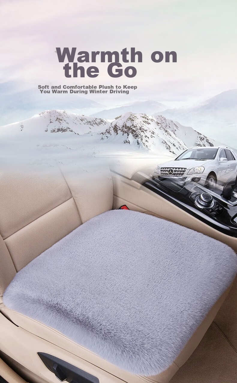 Zhunhang Car Seat Cushion, Chair Pad, Butt Cushion, Faux Rabbit Wool Plush Seat Cover for Long Sitting 1
